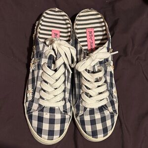 Betsey Johnson Black and White Gingham Sneakers